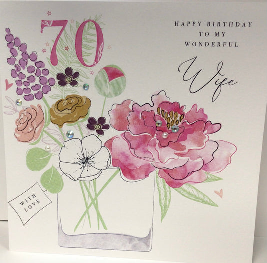 70th Birthday Wife Card - Katie Phythian - Renaissance