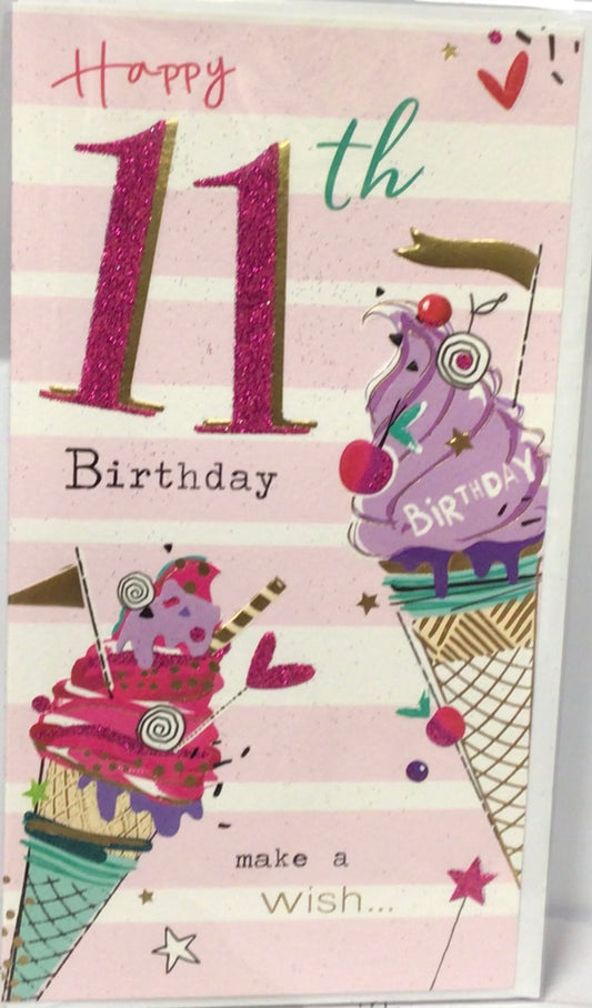 11th girls birthday card