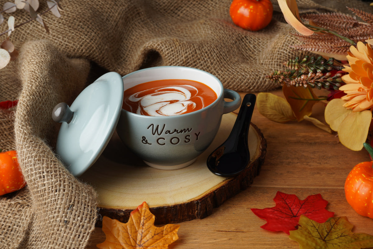 Warm & Cosy Stoneware Soup Bowl with Spoon