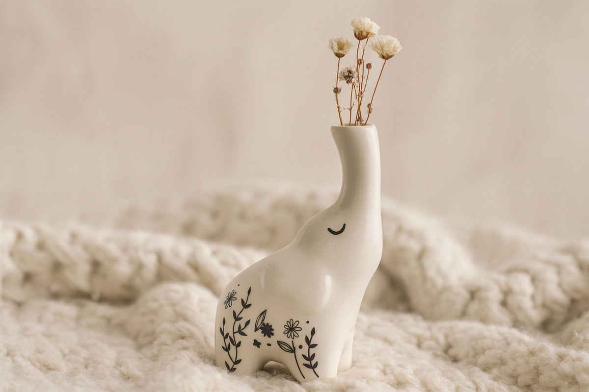 Ceramic Elephant Bud Vase