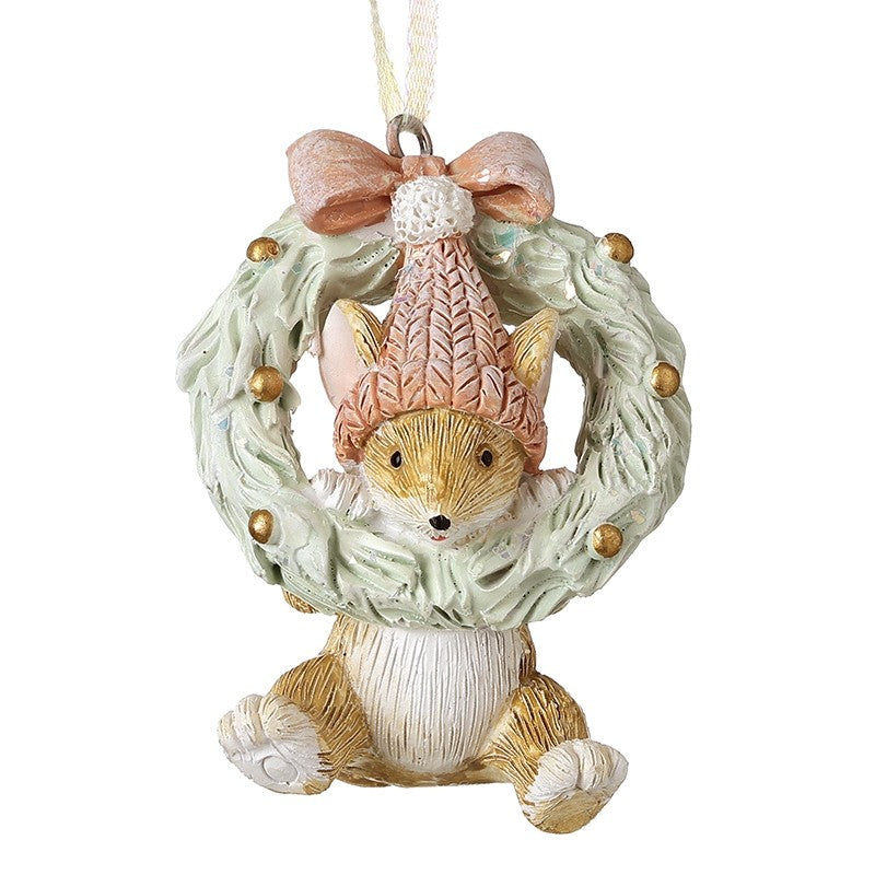 Hanging Mouse in Christmas Wreath Decoration