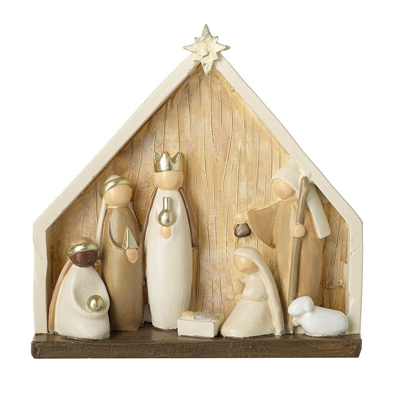 Nativity Set in Wooden Stable, 18.5cm