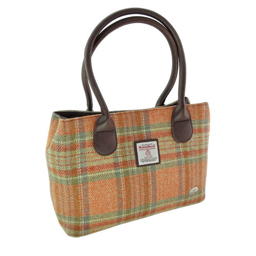 Harris Tweed ‘Cassley’ Classic Handbag – Pale Orange Stewart Tartan