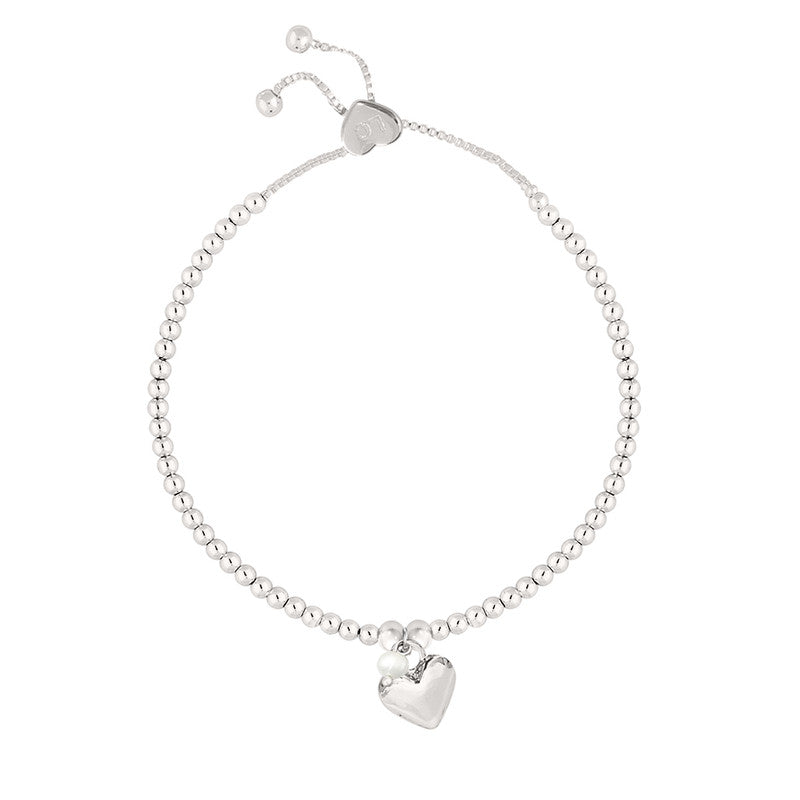 Bridesmaid Silver Heart Beaded Bracelet - Life Charms Jewellery