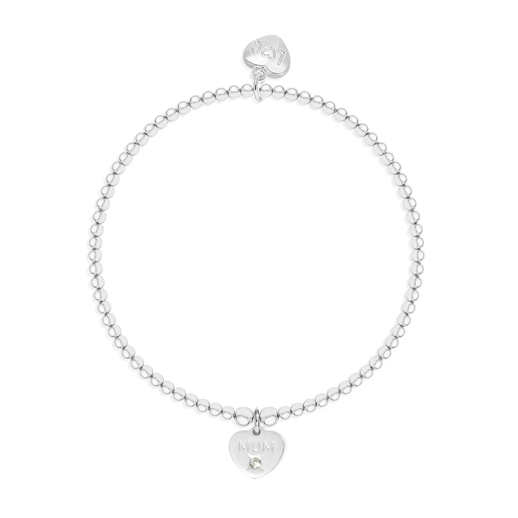 The Best Mum Silver Heart Beaded Bracelet - Life Charms Jewellery