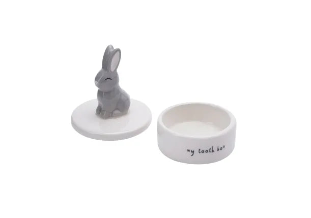 Ceramic Tooth Fairy Pot with Bunny Figurine