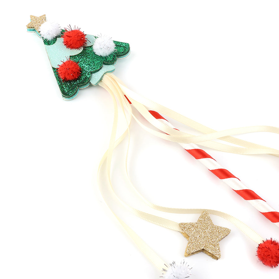 Merry and bright - twinkle wand with tree, stars and pompoms