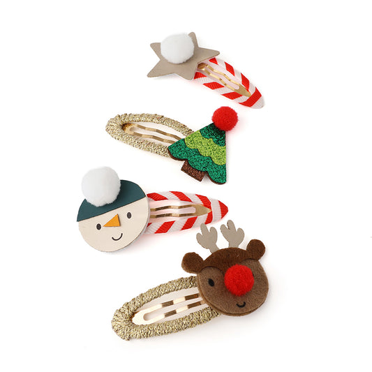 Merry and bright - frosty festive hair clips set of 4