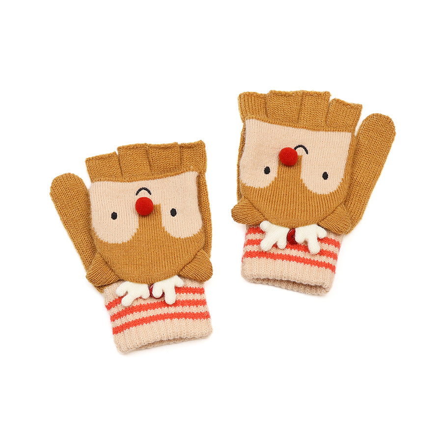 Merry and bright - dasher reindeer mitten to fingerless gloves