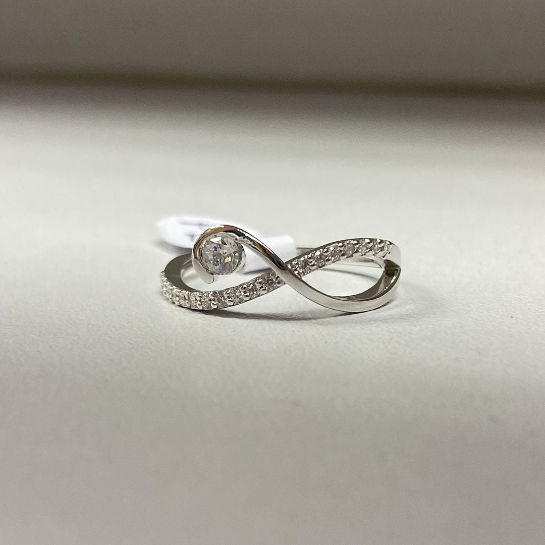 Park Lane Rhodium Plated Infinity Ring with Gemstone