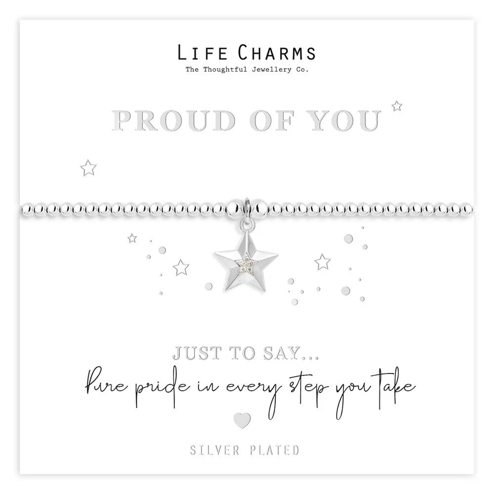 Proud Of You Silver Heart Beaded Bracelet - Life Charms Jewellery