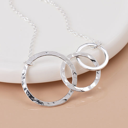 Sterling Silver Triple Linked Hoop Necklace