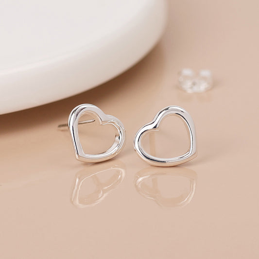 Sterling silver open heart earrings