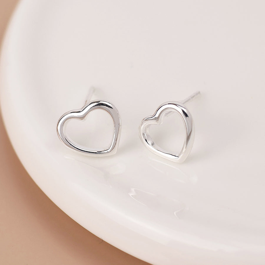 Sterling silver open heart earrings