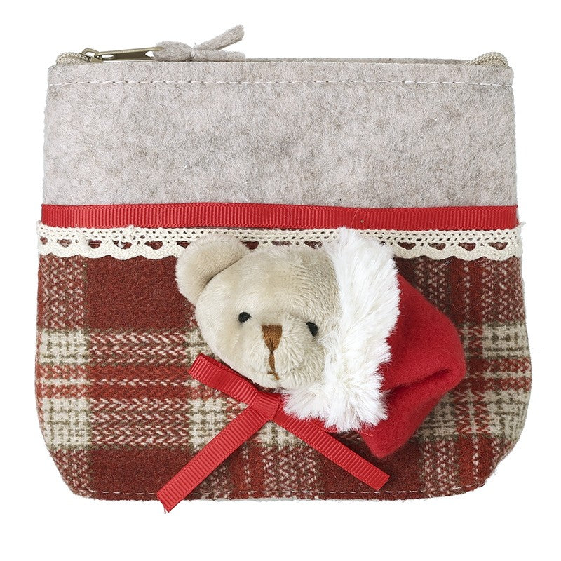 Teddy Bear Christmas Purse with Santa Hat