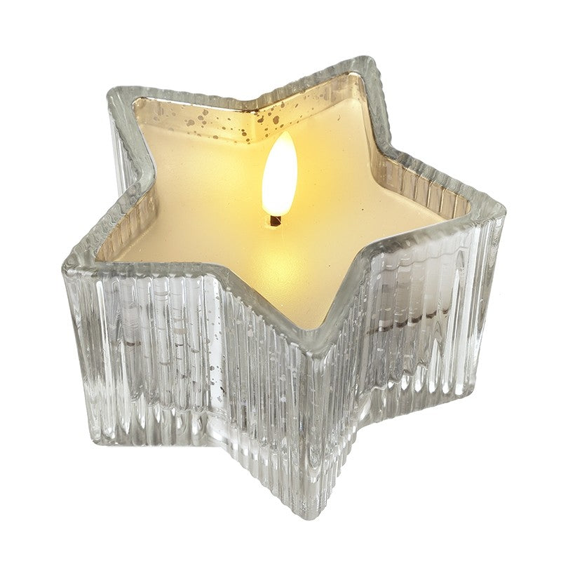Small Mottled Glass LED Star Candle