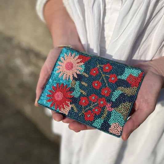 Earth Squared Teal Beaded Purse