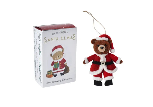 Teddy Bear Felt Christmas Tree Decoration – Santa Claus Design