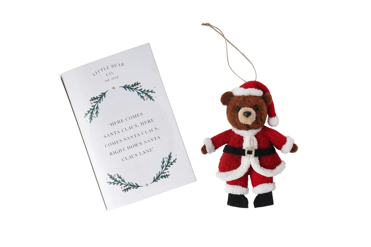 Teddy Bear Felt Christmas Tree Decoration – Santa Claus Design