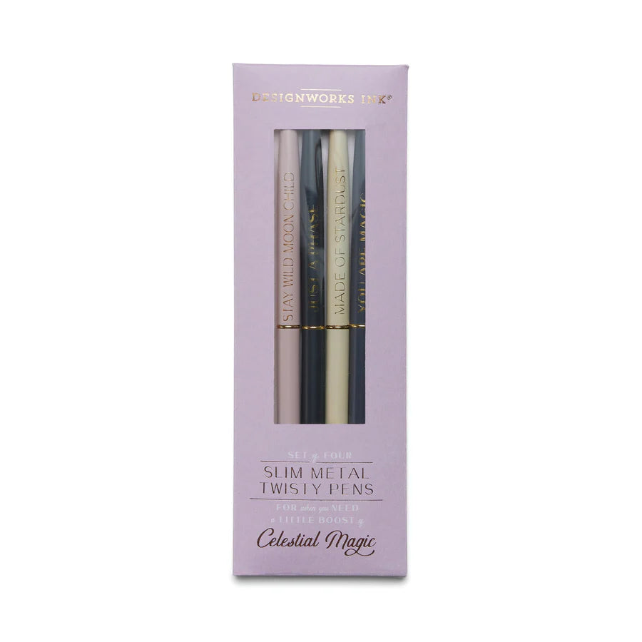 Twisty Slim Metal Pen Set – Celestial (Set of 4)