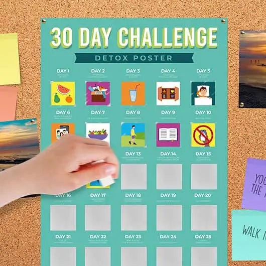 30 Day Detox Challenge Scratch Off Bucket List Poster