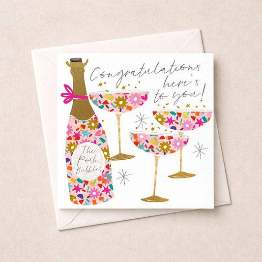 Congratulations Card - Champagne Toast