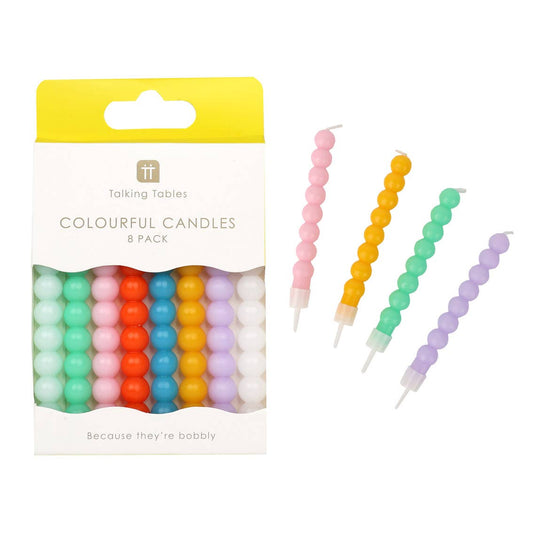 Colourful Bobble Candles | 8 Pack | Birthday Candle |