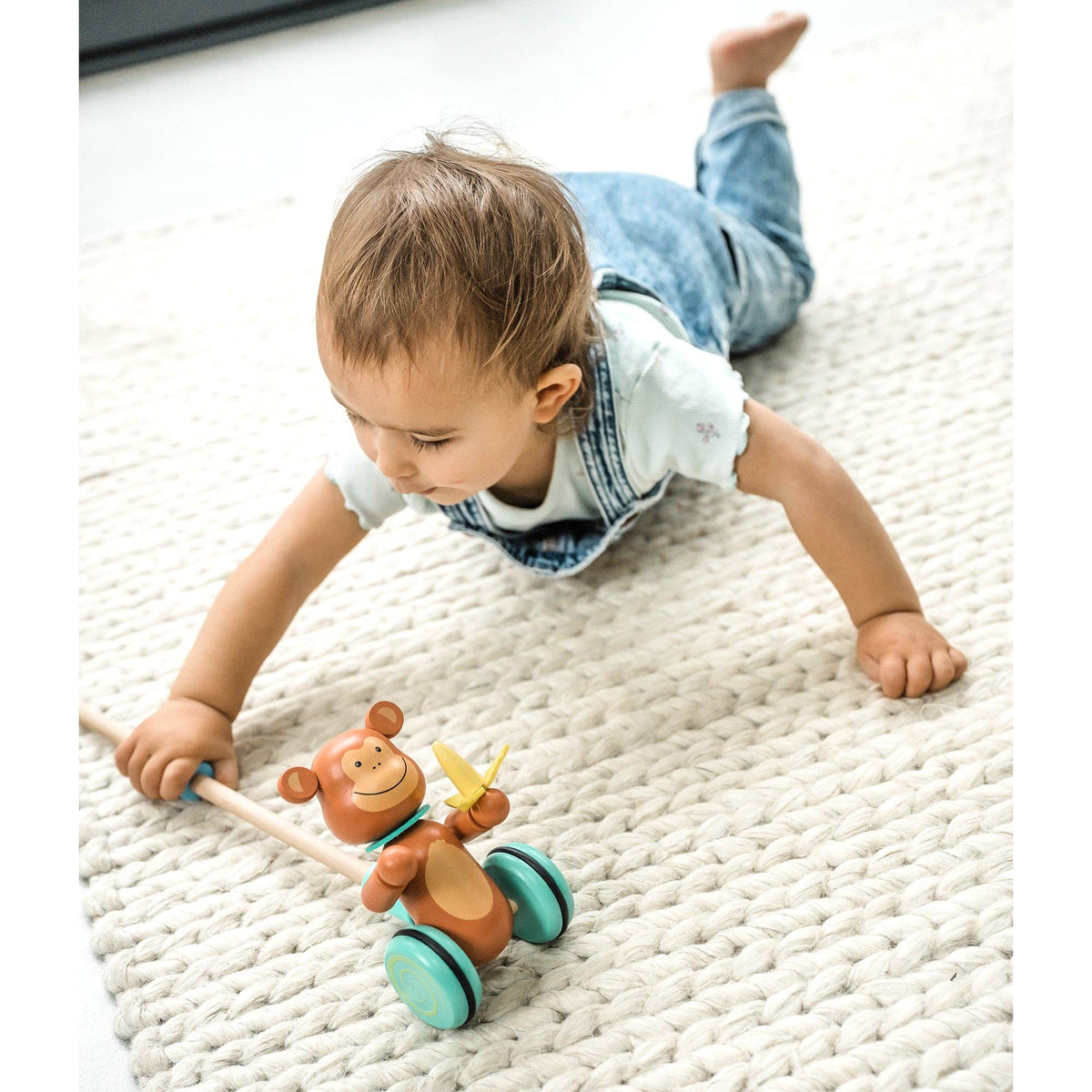 Wooden Monkey Push Along Toy