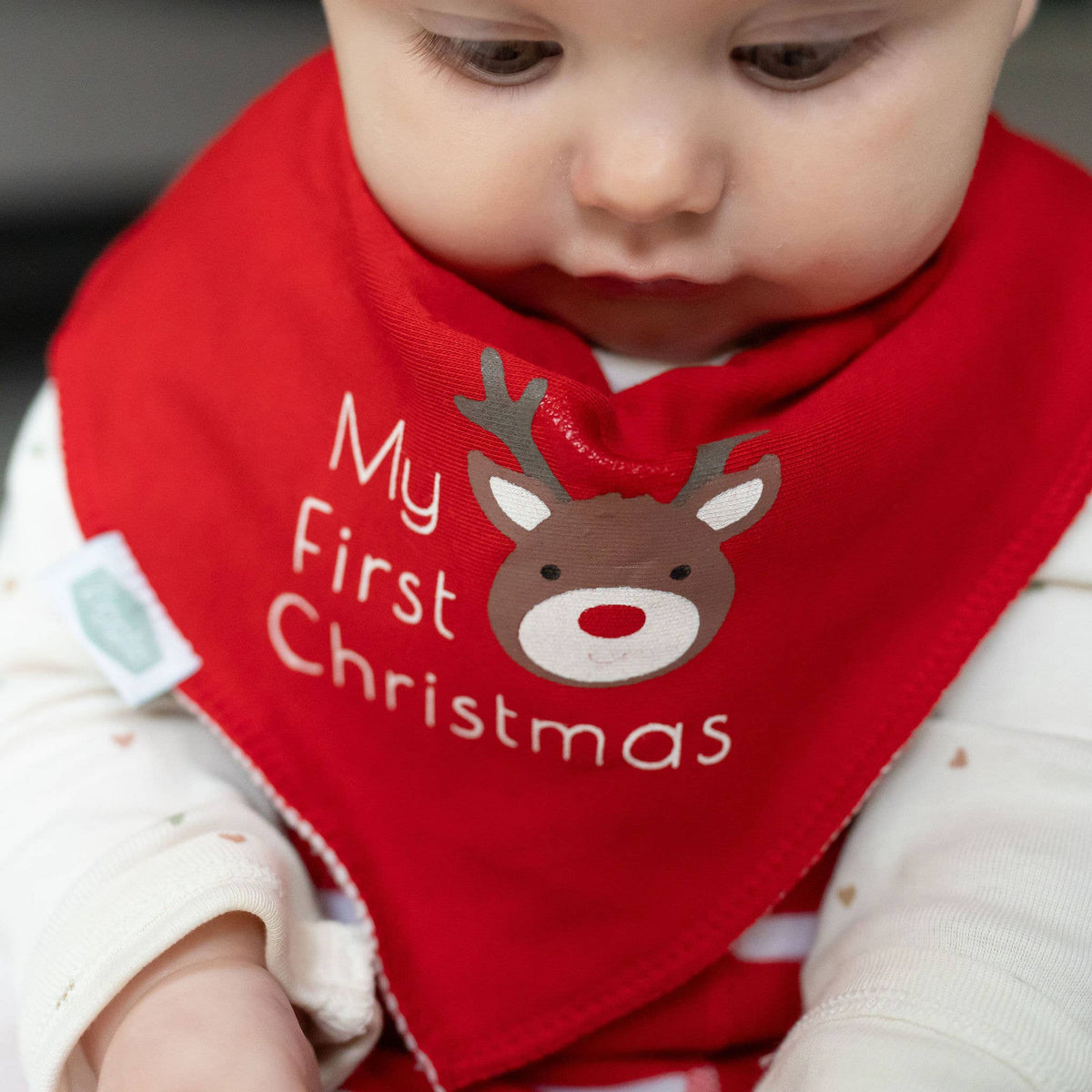 My First Christmas Reindeer Bib