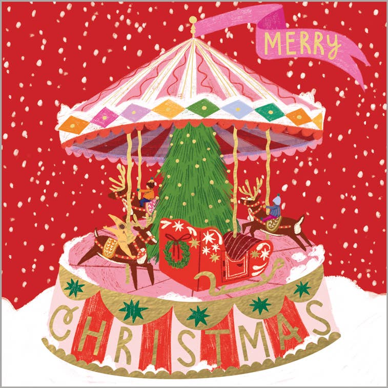 Charity Christmas Card Pack of 5 - Christmas Carousel