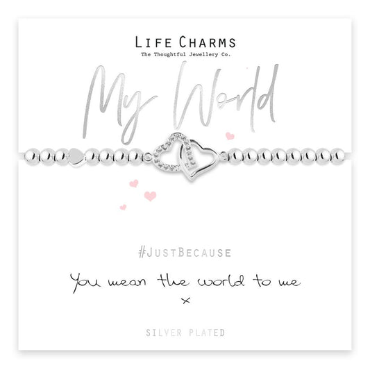 My World Silver Heart Beaded Bracelet - Life Charms Jewellery