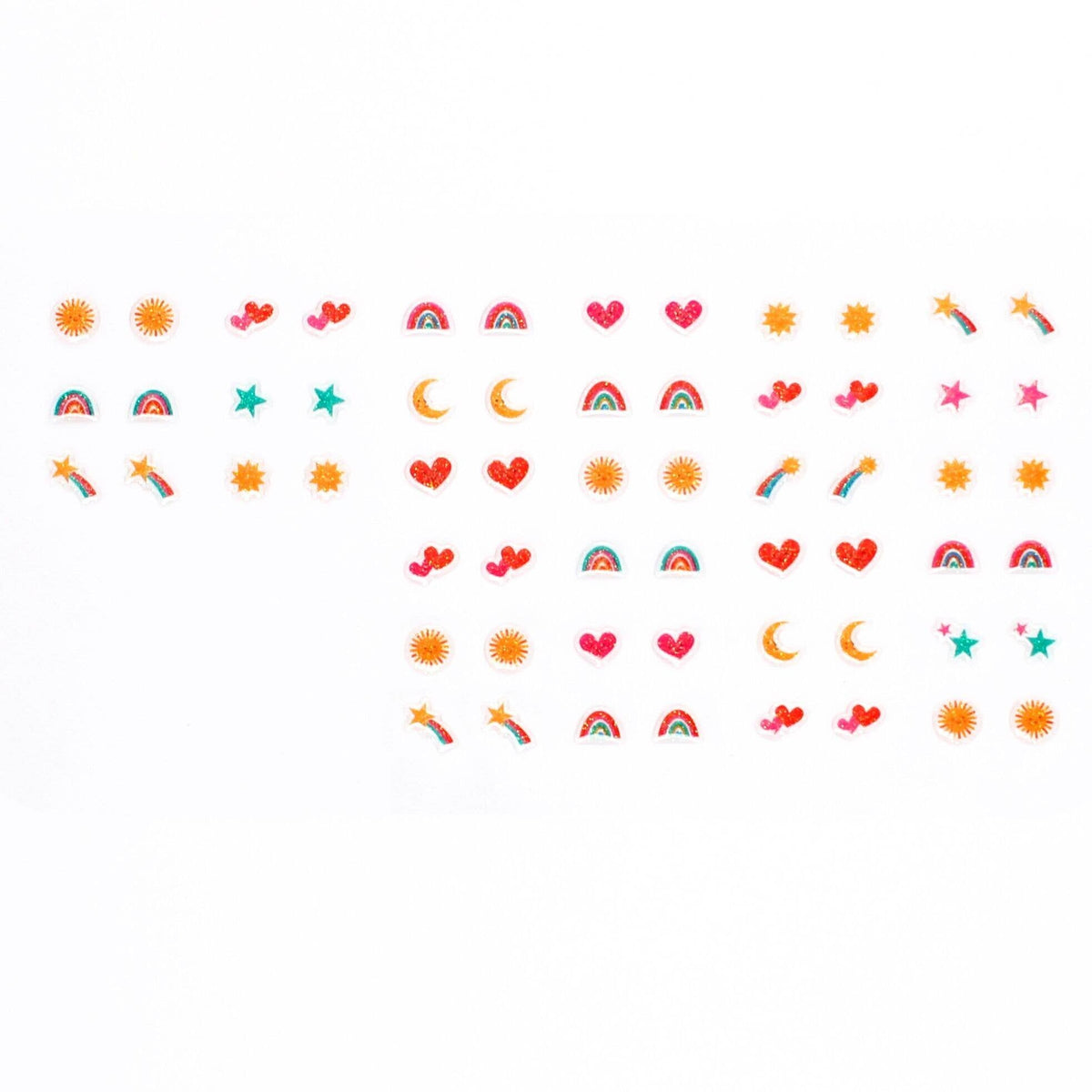 Cosmic Love Stick On Earrings – 30 Pairs of Fun Designs for Children