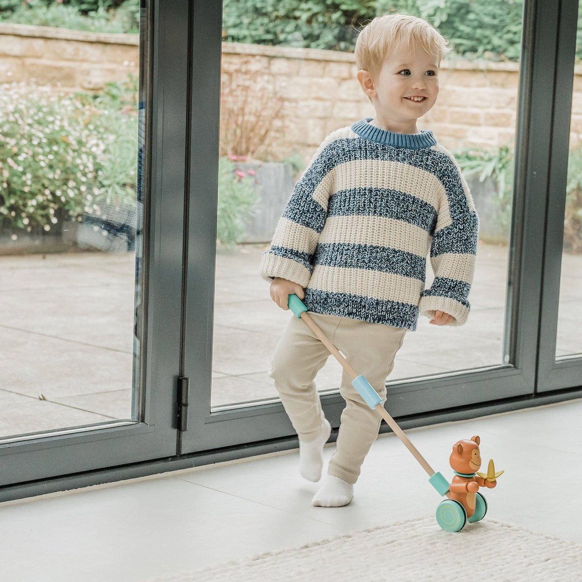 Wooden Monkey Push Along Toy