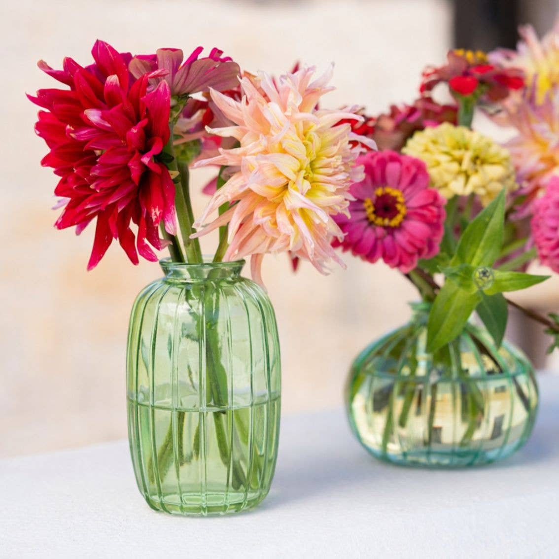 Green Glass Bud Vase - 12cm | Everyday Decor |